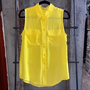 Equipment Sleeveless Slim Signature Yellow Blouse